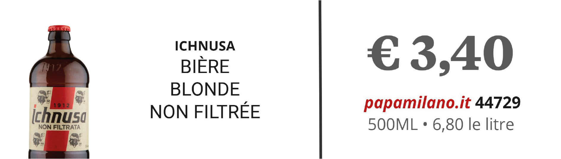 ICHNUSA BIÈRE BLONDE NON FILTRÉE